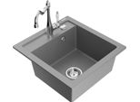 Mexen Vito Lavello In Granito A 1 Vasca Con Miscelatore Da Cucina Carla, Grigio - 6503-71-670700-00