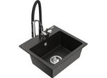 Mexen Milo Lavello Da Cucina In Granito A 1 Vasca Con Rubinetto Aster, Nero/Oro Metallizzato - 6505-75-73450-07