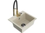 Mexen Milo Lavello In Granito A 1 Vasca Con Miscelatore Cucina Aster, Beige - 6505-69-73450-57-B