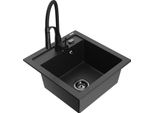 Mexen Vito Lavello Da Cucina Granitico 1-Vasca Con Miscelatore Aster, Nero/Argento Metallico- 6503-73-73450-70-B