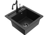 Mexen Vito Lavello In Granito A 1 Vasca Con Miscelatore Cucina Carla, Nero/Argento Metallizzato - 6503-73-670700-70-B