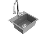 Mexen Milo Lavello Da Cucina In Granito 1-Vasca Con Miscelatore Cucina Savita, Grigio - 6505-71-672601-00