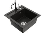 Mexen Vito Lavello In Granito A 1 Vasca Con Miscelatore Da Cucina Carla, Nero/Metallico Oro - 6503-75-670700-00