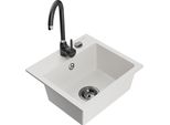 Mexen Milo Lavello In Granito A 1 Vasca Con Miscelatore Da Cucina Telma, Bianco - 6505-20-670200-70