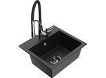 Mexen Milo Lavello In Granito A 1 Vasca Con Miscelatore Da Cucina Aster, Nero/Oro Metallico - 6505-75-73450-07-B