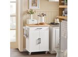 Sobuy FKW119-WN Carrello Da Cucina Con Rotelle Carrello Da Portata Con Piano Di Lavoro Carrello Da Cucina Isola Da Cucina Armadio Da Cucina Bianco-Naturale Wd Circa 74,5X91X45,5 Cm