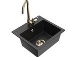 Mexen Milo Lavello Da Cucina In Granito A 1 Vasca Con Miscelatore Telma, Nero/Argento - 6505-73-670200-50