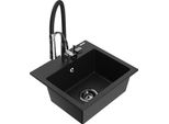 Mexen Milo Lavello In Granito A 1 Vasca Con Miscelatore Cucina Aster, Nero - 6505-77-73450-07-B