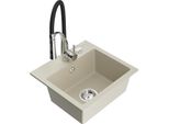 Mexen Milo Lavello In Granito A 1 Vasca Con Rubinetto Da Cucina Aster, Beige - 6505-69-73450-07