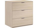 Dmora Cassettiera Rea 38X77X80H Cm Marrone Rovere, 3 Cassetti Apertura Scorrevole