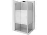 Mexen Apia Cabina Doccia Scorrevole 140 X 90 Cm, Strisce Bianche, Cromo - 840-140-090-01-20