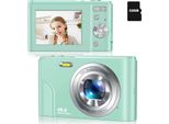 Inf Fotocamera Digitale Da 48 Mp, Fhd 1080P, Zoom 16X, Scheda Di Memoria Da 32 Gb Verde