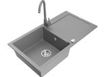 Mexen Leo Lavello In Granito A 1 Vasca Con Sgocciolatoio E Rubinetto Da Cucina Telma, Grigio - 6501-71-670200-71