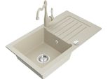 Mexen Pablo Lavello In Composito Di Granito 1 Vasca Con Sgocciolatoio E Rubinetto Da Cucina Carla, Beige - 6510-69-670700-69