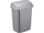Plast Team 13460803 Plast Team Cestino Per Rifiuti Con Coperchio Basculante, 15 Litri, Argento
