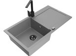 Mexen Leo Lavello In Granito A 1 Vasca Con Scolapiatti E Miscelatore Cucina Rita, Grigio - 6501-71-670300-70-B