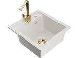 Mexen Vito Lavello In Granito A 1 Vasca Con Rubinetto Da Cucina Rita, Bianco - 6503-20-670300-50