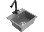 Mexen Milo Lavello In Granito A 1 Vasca Con Rubinetto Da Cucina Duero, Grigio - 6505-71-671600-70