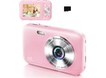 Inf Fotocamera Digitale 1080P 44MP Zoom 16X Schermo Da 2,4 Pollici, Scheda Da 32 Gb Rosa