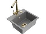 Mexen Milo Lavello In Granito A 1 Vasca Con Rubinetto Da Cucina Duero, Grigio - 6505-71-671600-50