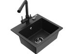 Mexen Milo Lavello In Granito A 1 Vasca Con Rubinetto Da Cucina Duero, Nero/Oro Metallizzato - 6505-75-671600-70-B