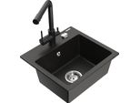 Mexen Milo Lavello In Granito A 1 Vasca Con Rubinetto Da Cucina Duero, Nero/Oro Metallizzato - 6505-75-671600-70