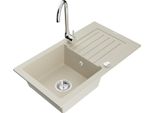 Mexen Pablo Lavello In Granito Ad 1 Vasca Con Scolapiatti E Miscelatore Telma, Beige - 6510-69-670200-00