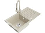 Mexen Pablo Lavello In Granito A 1 Vasca Con Sgocciolatoio E Rubinetto Da Cucina Elia, Beige - 6510-69-670101-69