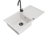 Mexen Leo Lavello Da Cucina In Granito A 1 Vasca Con Sgocciolatoio E Rubinetto Cucina Telma, Bianco - 6501-20-670200-70