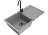 Mexen Leo Lavello Da Cucina In Granito A 1 Vasca Con Scolapiatti E Miscelatore Telma, Grigio - 6501-71-670200-70-B