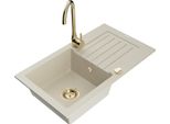 Mexen Pablo Lavello In Granito A 1 Vasca Con Scolapiatti E Rubinetto Da Cucina Telma, Beige - 6510-69-670200-50