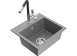 Mexen Milo Lavello In Granito A 1 Vasca Con Rubinetto Da Cucina Flora, Grigio - 6505-71-670401-07
