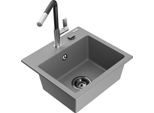 Mexen Milo Lavello In Granito Con 1 Vasca E Miscelatore Da Cucina Flora, Grigio - 6505-71-670401-07-B