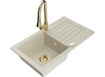 Mexen Pablo Lavello In Granito 1-Vasca Con Sgocciolatoio E Miscelatore Cucina Elia, Beige - 6510-69-670101-50
