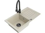 Mexen Pablo Lavello In Granito A 1 Vasca Con Scolapiatti E Rubinetto Da Cucina Elia, Beige - 6510-69-670101-70