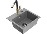Mexen Milo Lavello In Granito A 1 Vasca Con Miscelatore Cucina Flora, Grigio - 6505-71-670401-57-B