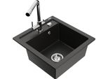 Mexen Vito Lavello Da Cucina In Granito 1 Vasca Con Rubinetto Duero, Nero/Oro Metallizzato - 6503-75-671600-00