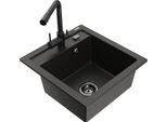 Mexen Vito Lavello Da Cucina In Granito 1-Vasca Con Rubinetto Duero, Nero/Oro Metallizzato - 6503-75-671600-70-B