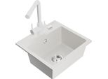 Mexen Milo Lavello In Granito 1-Vasca Con Miscelatore Da Cucina Duero, Bianco - 6505-20-671600-20
