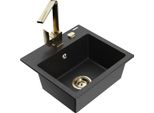 Mexen Milo Lavello Da Cucina In Granito 1 Vasca Con Miscelatore Rita, Nero/Metallizzato Argento - 6505-73-670300-50