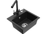 Mexen Milo Lavello In Granito 1-Vasca Con Miscelatore Cucina Duero, Nero/Argento Metallizzato - 6505-73-671600-70