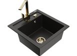 Mexen Vito Lavello In Granito 1 Vasca Con Miscelatore Da Cucina Rita, Nero/Oro Metallizzato - 6503-75-670300-50