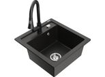 Mexen Vito Lavello Da Cucina In Granito 1-Vasca Con Miscelatore Elia, Nero/Oro Metallico - 6503-75-670101-70