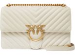 Pinko Borsa A Tracolla Love One Classic Dc Sheep Nappa Chevron White - Antique Gold Avorio