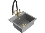 Mexen Milo Lavello In Granito A 1 Vasca Con Miscelatore Cucina Duo, Grigio - 6505-71-671701-57-G