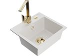 Mexen Milo Lavello In Granito A 1 Vasca Con Rubinetto Da Cucina Rita, Bianco - 6505-20-670300-50