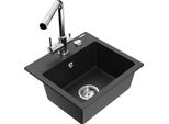 Mexen Milo Lavello In Granito A 1 Vasca Con Miscelatore Cucina Duero, Nero/Argento Metallizzato - 6505-73-671600-00