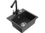 Mexen Milo Lavello In Granito A 1 Vasca Con Rubinetto Da Cucina Duero, Nero Punteggiato - 6505-76-671600-70