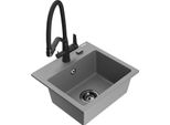 Mexen Milo Lavello In Granito A 1 Vasca Con Miscelatore Cucina Duo, Grigio - 6505-71-671701-70-B