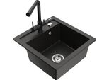 Mexen Vito Lavello Da Cucina In Granito Con 1 Vasca E Rubinetto Cucina Duero, Nero/Oro Metallizzato - 6503-75-671600-70